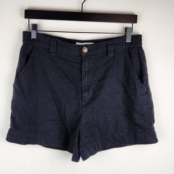 Urban Outfitters Standard/Cloth Black Linen Blend High Rise Shorts sz S - Picture 1 of 11